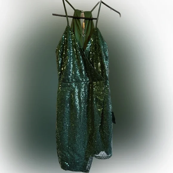 lulus green mini dress - Green Satin Dress - Faux-Wrap Mini Dress Imported. Dark Green Mesh Ruched Puff